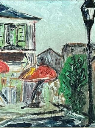 La petite place , huile sur carton entoilé