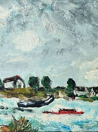 Bord de mer Huile sur carton