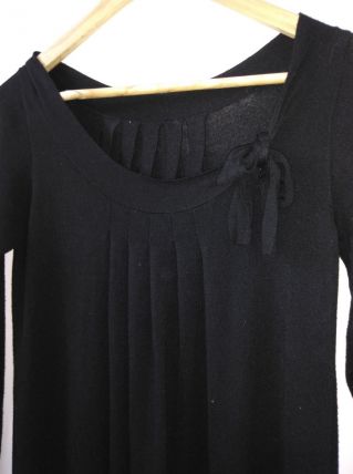 Robe pull noire manches longues décolleté plissé taille36/38