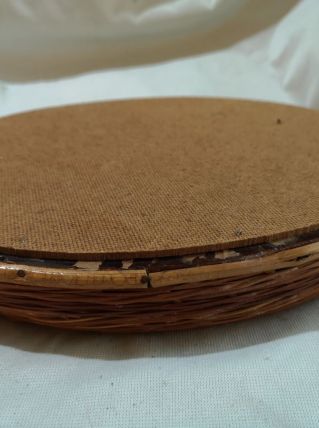 MIROIR rotin osier 28,5 cm de haut ovale 