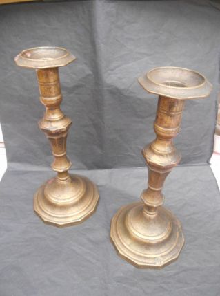 paire de chandelier bougeoir en bronze forme balustre