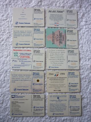 Lot 10 Télécartes
