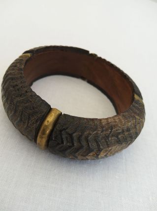 Bracelet en bois et laiton vintage