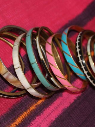 lot bracelet jonc nacre vintage retro année 70-80