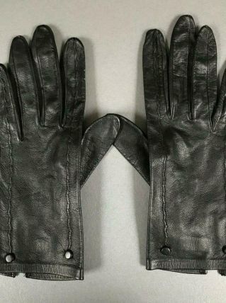 Paire de gants noirs en cuir vintage