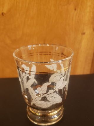 Lot de 8 verres vintage années 70 à liseré doré