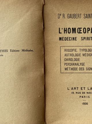 Livre ancien 1935 : L’homéopathie, médecine spiritualiste