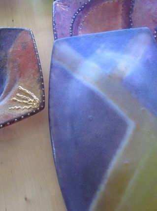 5 raviers  en verre peinte main décor unique   