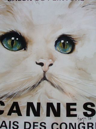 Poster Affiche exposition chats Cannes 1984 par G. Hot