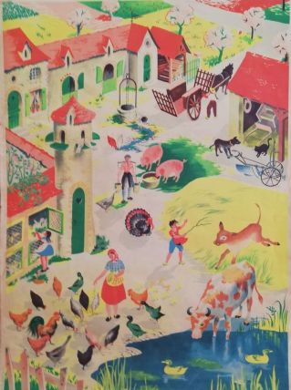 Affiche scolaire vintage La ferme