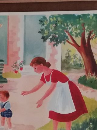 Affiche scolaire vintage Les premiers pas