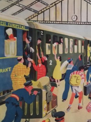 Affiche scolaire vintage La gare