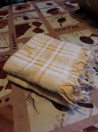 Paire de serviettes à franges monogrammées