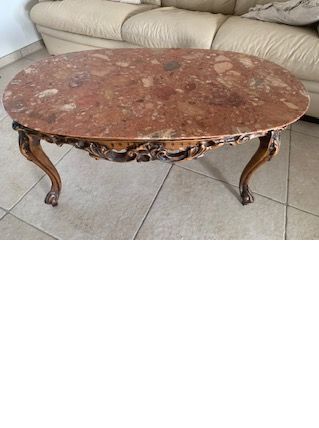 Table basse bois avec plateau en marbre