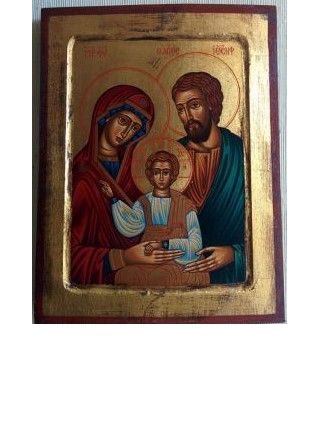Très belle icône de la Sainte Famille peinte à la main