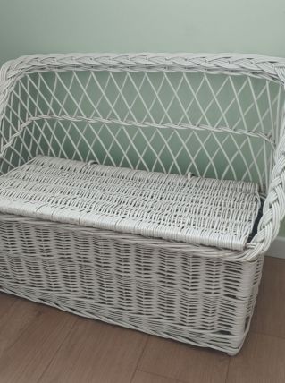 Fauteuil coffre rotin