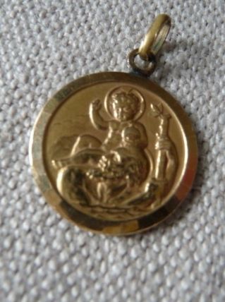 1968 - Ancienne médaille Saint Christophe plaqué or