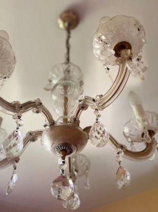 LUSTRE CRISTAL  OU VERRE  &amp; BRONZE