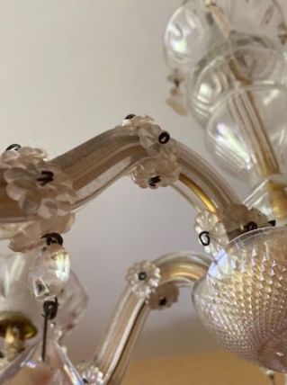 LUSTRE CRISTAL  OU VERRE  &amp; BRONZE