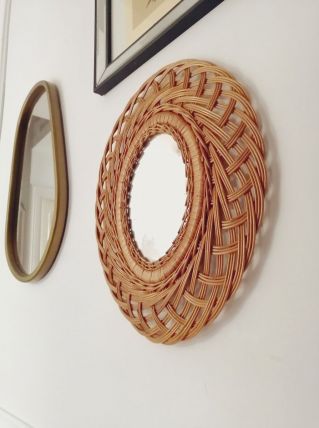 Miroir rotin vintage 