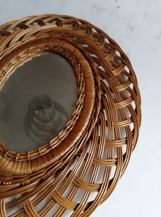 Miroir rotin vintage 