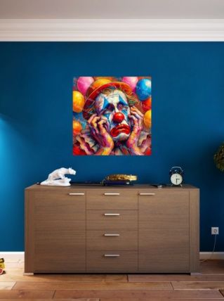 Cadre sur toile de décoration "Clown triste" 60 x 60 cm