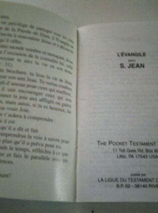 Livre Evangile selon Jean Mondial 98 France