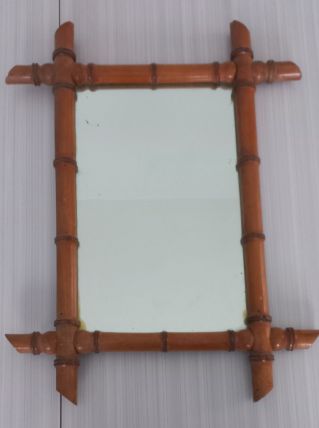 Ancien miroir cadre en bambou style colonial