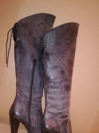 23B* jolies bottes cuissardes marron Tout Cuir Cecil (38)