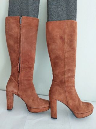 214C* Prezioso - sexy bottes brunes/ocre tout cuir (39,5)