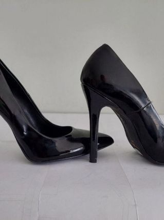 206C* OVYE superbes escarpins noirs cuir high heels (39)