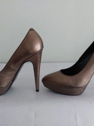 204C* MARCH 23 sexy shoes bronze cuir talons 13 cm (40)