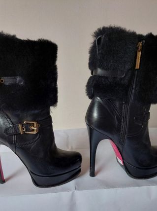 924B* Luciano Padovan-sexy boots noirs tout cuir (37)