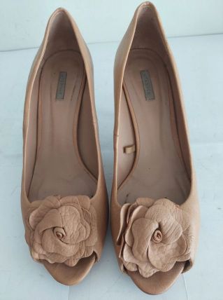 161C* Uterque - jolis escarpins peep toe ocre (40)