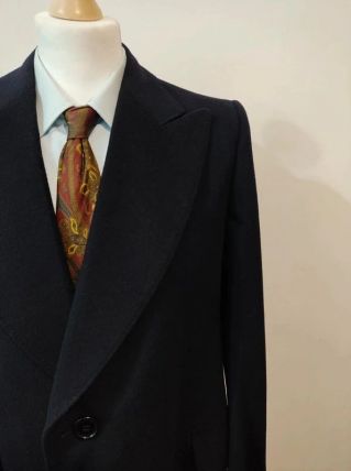 Majestueux costume croisé pinstripe en laine