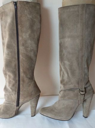 948B* MANO jolies bottes hautes taupe cuir (39)