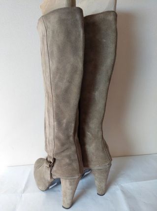 948B* MANO jolies bottes hautes taupe cuir (39)