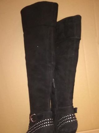 40B* Varese - sexy bottes ou cuissardes noires CUIR (37)