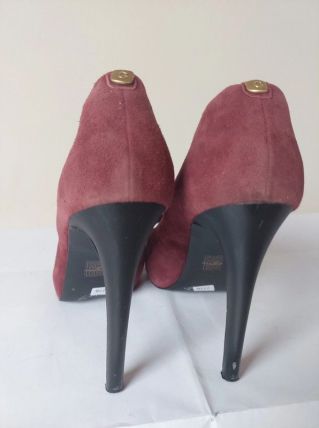 777B* GUESS sexy escarpins ouverts bordeaux cuir (39,5)