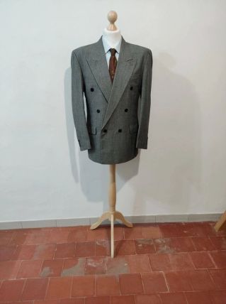 Génial costume croisé gris chiné en laine