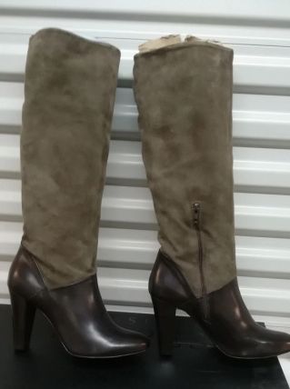 Rosella Lopes - superbes bottes chocolat-beige tout cuir (40