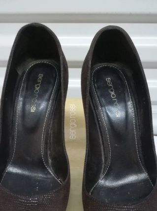 Sergio Rossi - sexy escarpins luxe marron tout cuir (37)