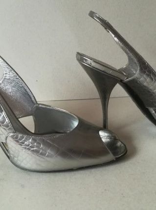 595B* magnifiques sandales de luxe argentées tout cuir Casad