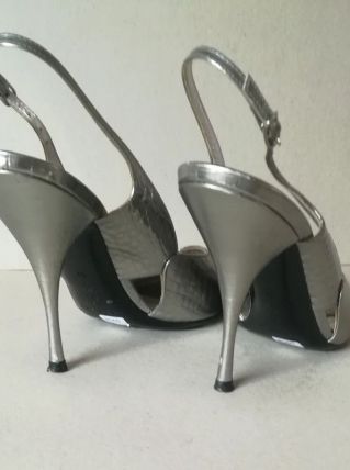 595B* magnifiques sandales de luxe argentées tout cuir Casad