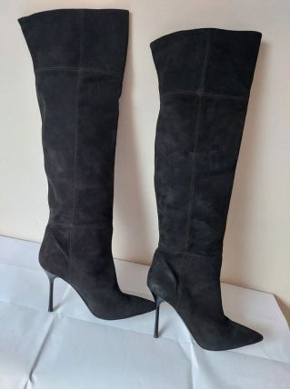 799B* Giampaolo Viozzi sexy bottes hautes noires CUIR (40)