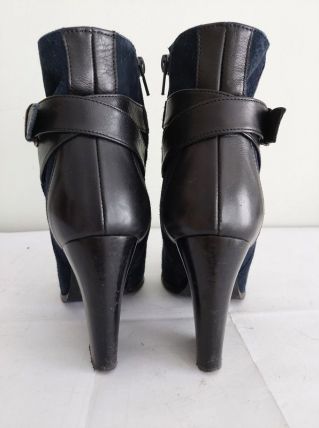 107C* Minelli - sexy bottillons bleus/noirs tout cuir (37)