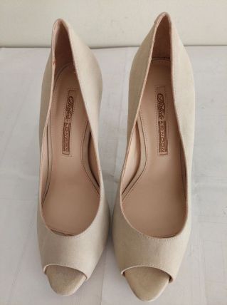 142C* Buffalo London - sexy escarpins beige cuir (39)