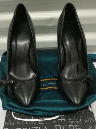 611A* Patrizia Pepe - sexy escarpins noirs full cuir (39)