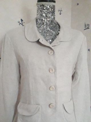 Magnifique petite veste mi-saison beige-crème en Lin
