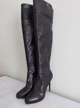 66C* IDEA Shoes - sexy hautes bottes noires cuir (40)